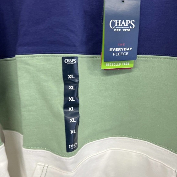Chaps pullover old school striped colors mens XL Green Navy Everyday Fleece - Picture 9 of 13